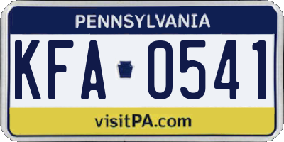 PA license plate KFA0541