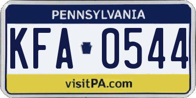 PA license plate KFA0544
