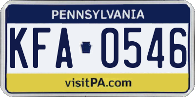 PA license plate KFA0546