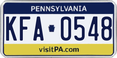 PA license plate KFA0548