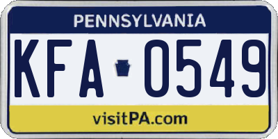 PA license plate KFA0549