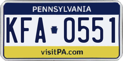 PA license plate KFA0551