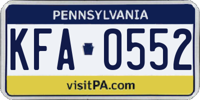 PA license plate KFA0552
