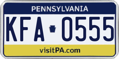 PA license plate KFA0555
