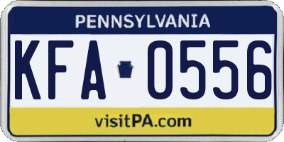 PA license plate KFA0556