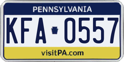 PA license plate KFA0557