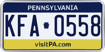 PA license plate KFA0558