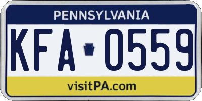 PA license plate KFA0559