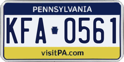 PA license plate KFA0561