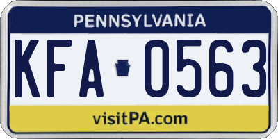 PA license plate KFA0563