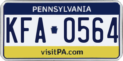PA license plate KFA0564