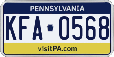 PA license plate KFA0568