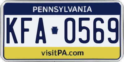 PA license plate KFA0569