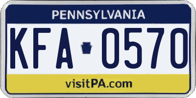 PA license plate KFA0570
