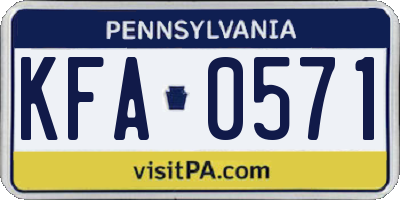 PA license plate KFA0571
