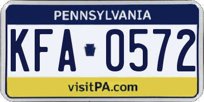 PA license plate KFA0572