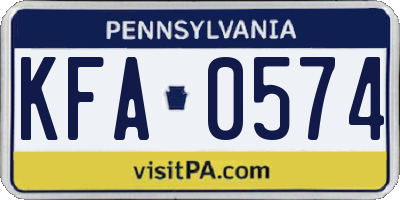 PA license plate KFA0574
