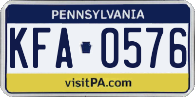 PA license plate KFA0576