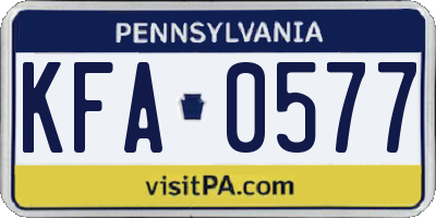 PA license plate KFA0577