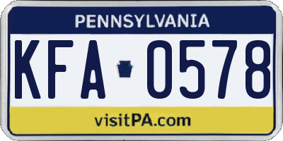 PA license plate KFA0578