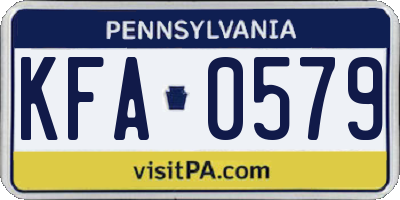 PA license plate KFA0579