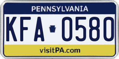 PA license plate KFA0580