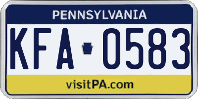 PA license plate KFA0583