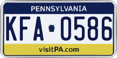 PA license plate KFA0586