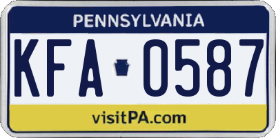 PA license plate KFA0587
