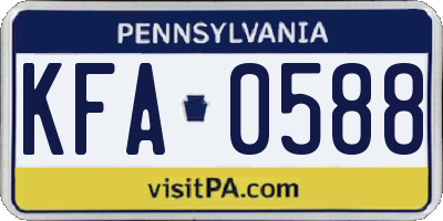 PA license plate KFA0588