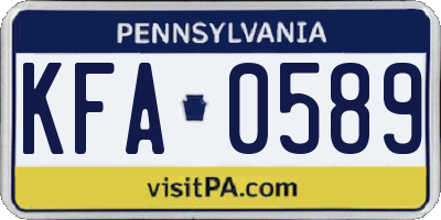 PA license plate KFA0589