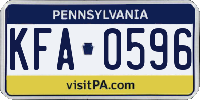 PA license plate KFA0596