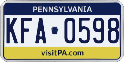 PA license plate KFA0598