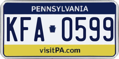 PA license plate KFA0599