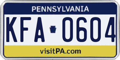 PA license plate KFA0604