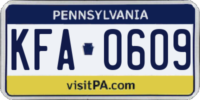 PA license plate KFA0609