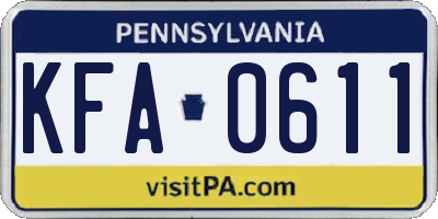 PA license plate KFA0611