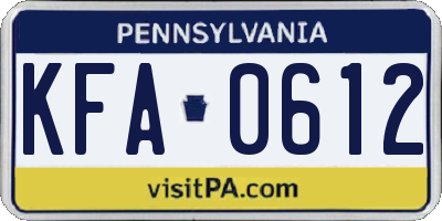 PA license plate KFA0612