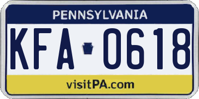 PA license plate KFA0618