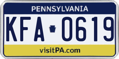 PA license plate KFA0619