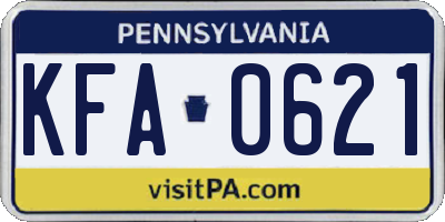 PA license plate KFA0621