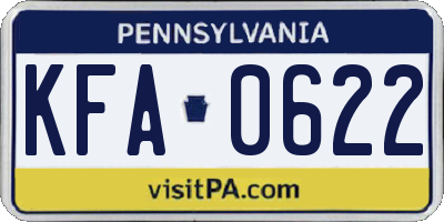 PA license plate KFA0622