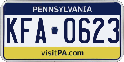 PA license plate KFA0623