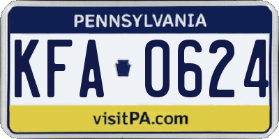 PA license plate KFA0624