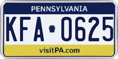 PA license plate KFA0625