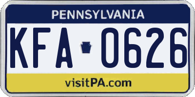 PA license plate KFA0626