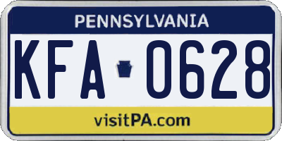 PA license plate KFA0628