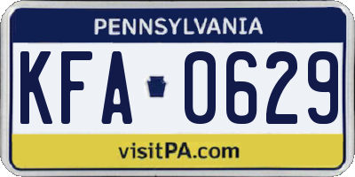 PA license plate KFA0629