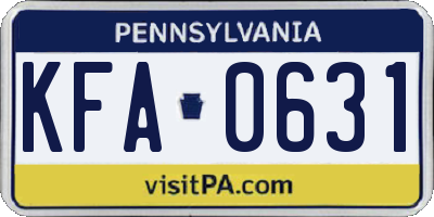 PA license plate KFA0631