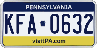 PA license plate KFA0632